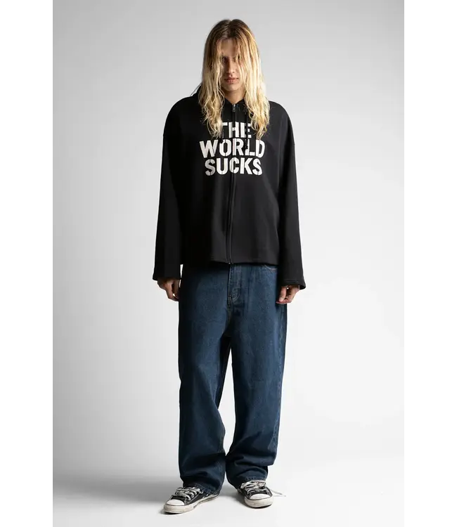 WASTED PARIS World Sucks Straight Zip Hoodie - Black