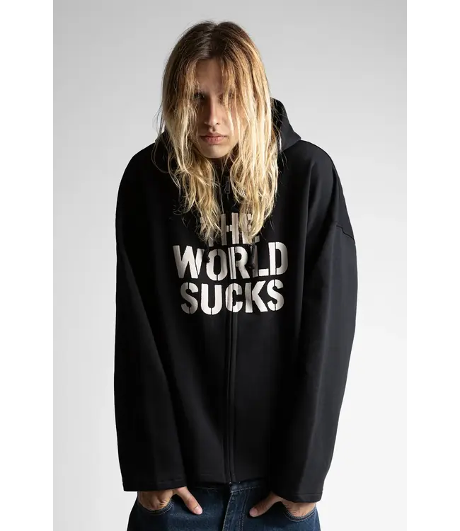WASTED PARIS World Sucks Straight Zip Hoodie - Black