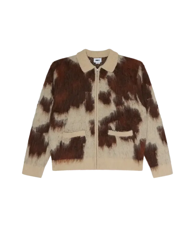 OBEY Obey Cow Pattern Zip Sweater - Cow Multi