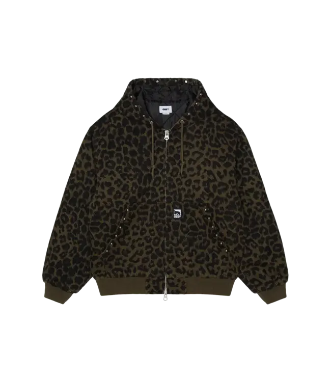 OBEY Obey Studded Zip Up Jacket - Dark Leopar
