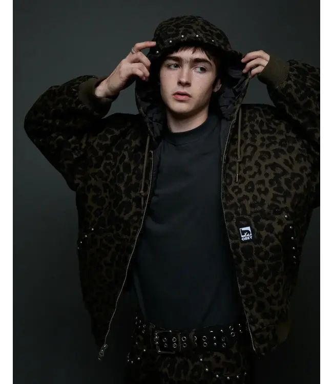 OBEY Obey Studded Zip Up Jacket - Dark Leopar