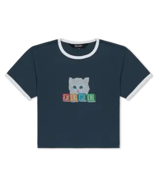 RIPNDIP Fuku Cropped Baby Ringer Tee - Navy/White