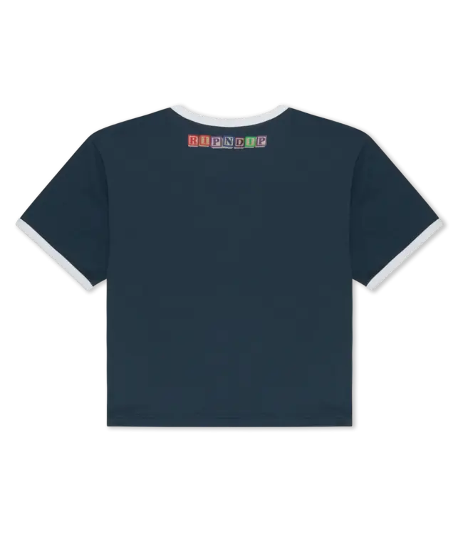 RIPNDIP Fuku Cropped Baby Ringer Tee - Navy/White
