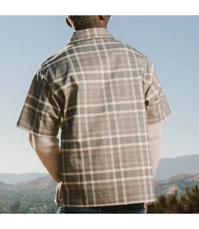 RIPNDIP Pacific Beach Half Zip Double Sleeve Tee - Tan Plaid