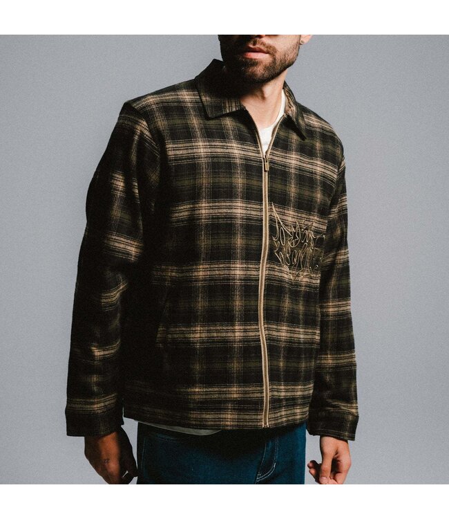 RIPNDIP Slater Hooded Work Jacket - Navy/Forest Plaid