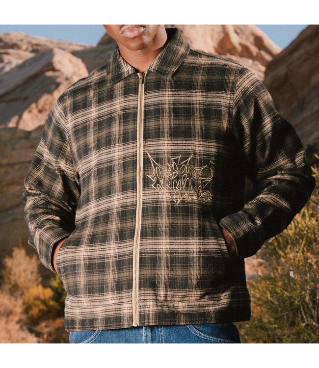 RIPNDIP Slater Hooded Work Jacket - Navy/Forest Plaid