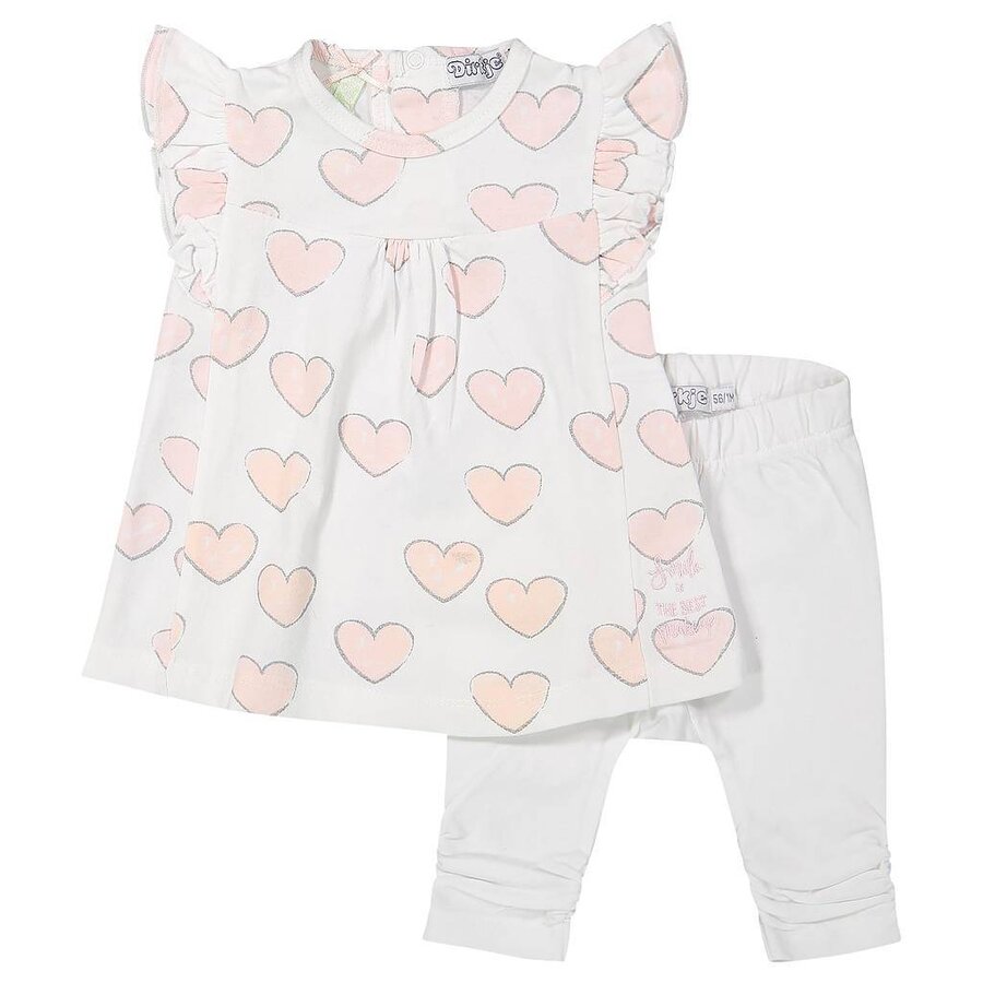 Dirkje Baby setje 2-delig Smile (white/light pink)