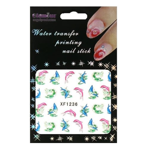 Waterdecal Dolphin Pink/Blue
