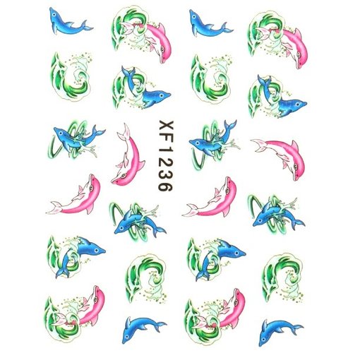 Waterdecal Dolphin Pink/Blue