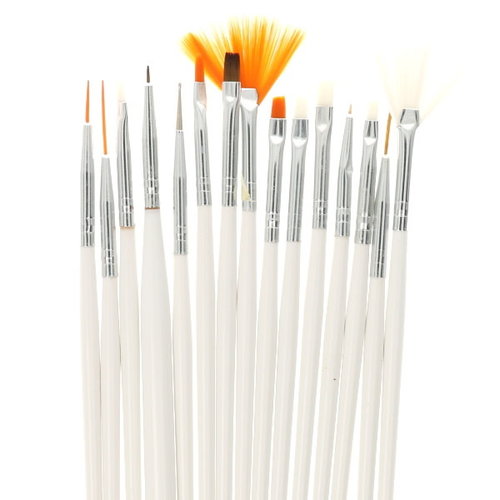 Brush Set Nailart White 15 pcs