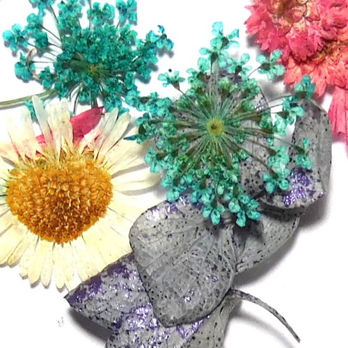 Dried Flowers Mix 3D Silver Flower