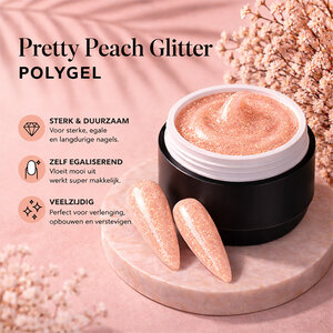 Polygel Pretty Peach Glitter