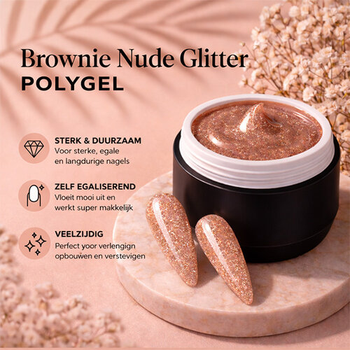Polygel Brownie Nude Glitter