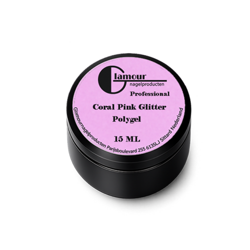 Polygel Coral Pink Glitter