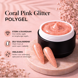 Polygel Coral Pink Glitter