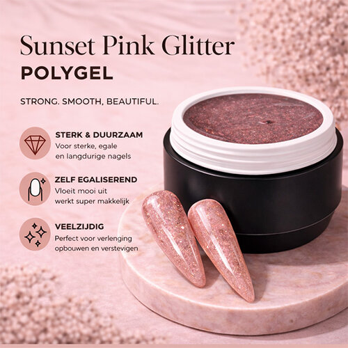 Polygel Sunset Pink Glitter