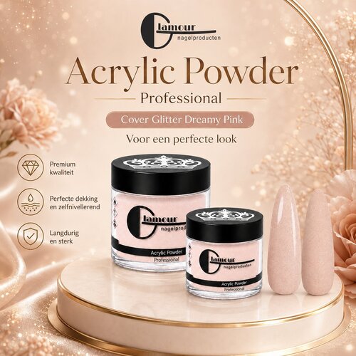 Acrylic Powder Cover Glitter Dreamy Pink