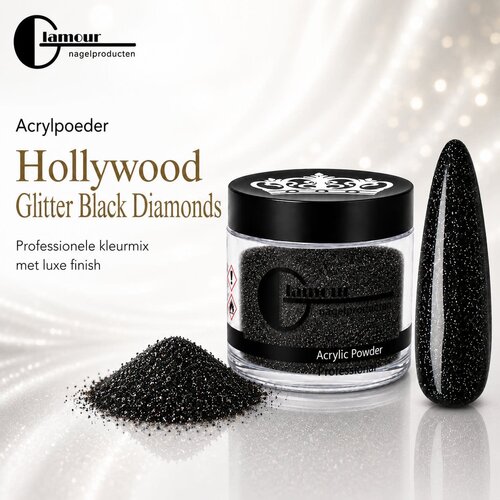 Acrylic Powder Hollywood Glitter Black Diamonds