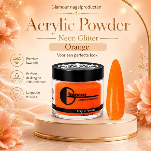 Poudre Acrylique Neon Orange Glitter Poudre Acrylique Neon Orange Glitter