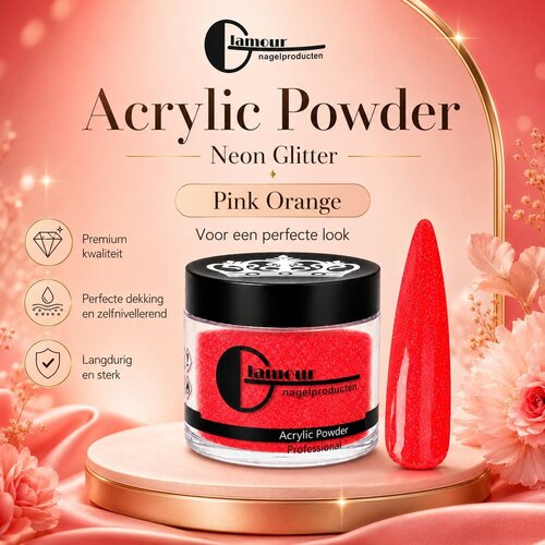 Poudre Acrylique Neon Pink Orange Glitter Poudre Acrylique Neon Pink Orange Glitter