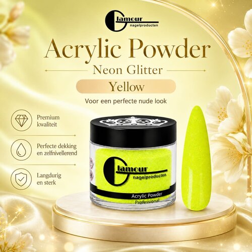Acrylic Powder Neon Yellow Glitter