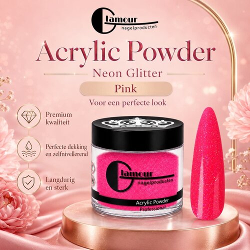 Acrylic Powder Neon Pink Glitter