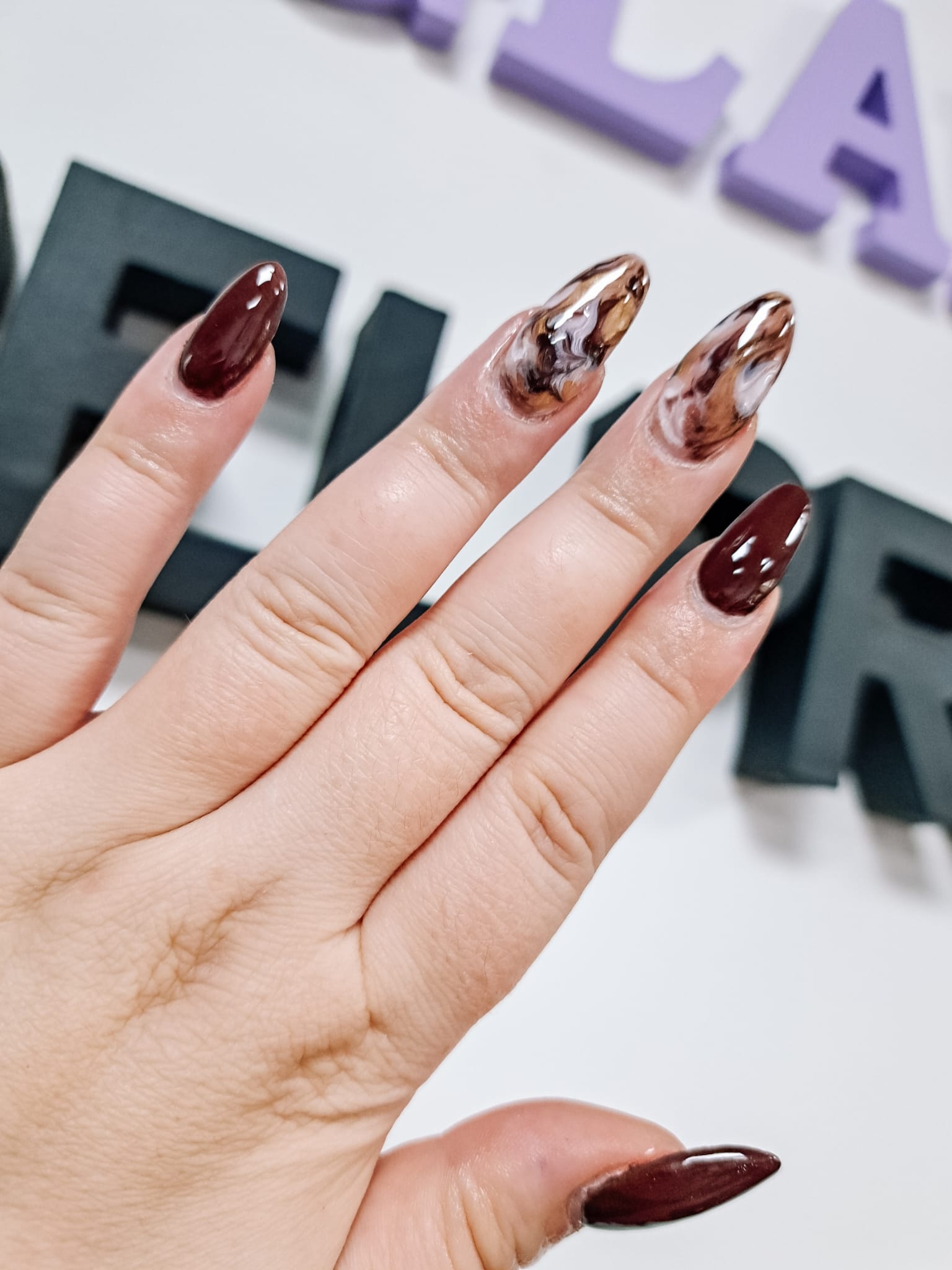 coffee marble nail herfst 2026