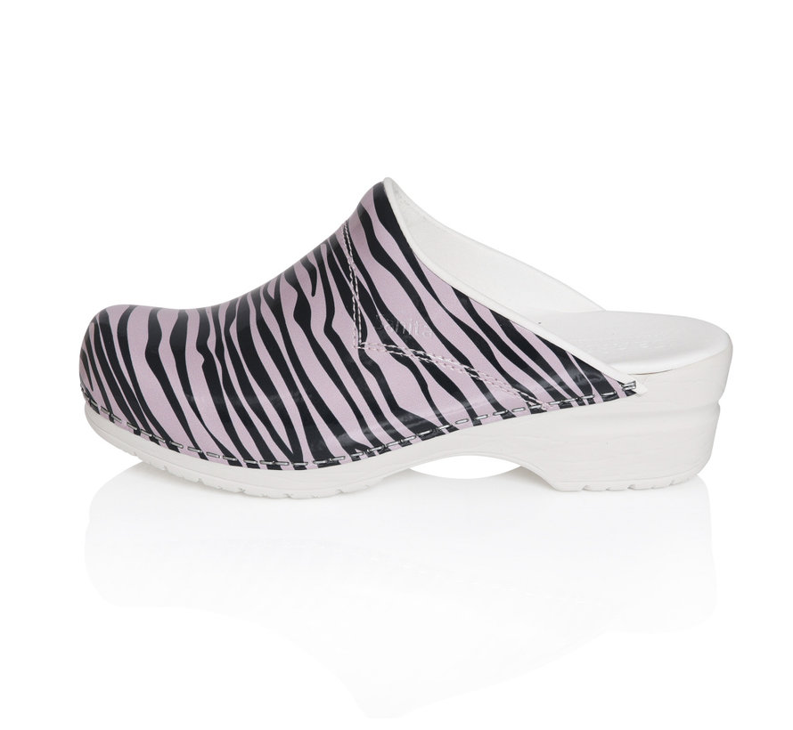 Sanita klompen Flex Wildlife Zebra roze-zwart model 314