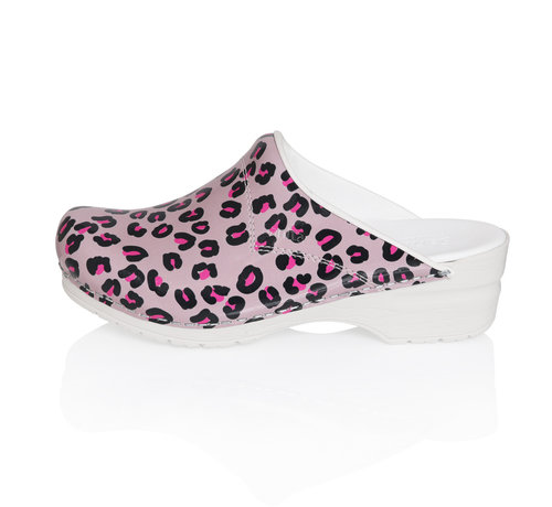 Sanita klompen Flex Wildlife Leopard roze nature model 314 |  Sanitaklompen.nl