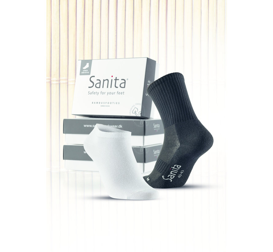 Sanita Bamboe Footies zwart enkelsok 3-pack