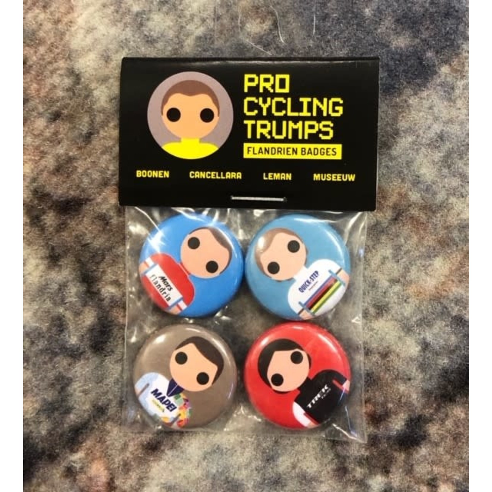 Pro Cycling Trumps Buttons Boonen/Cancellara/Leman/Museeuw