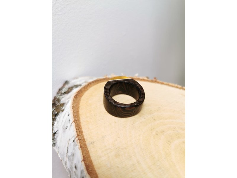 Hangemaakte Ring van Barnsteen en Hout