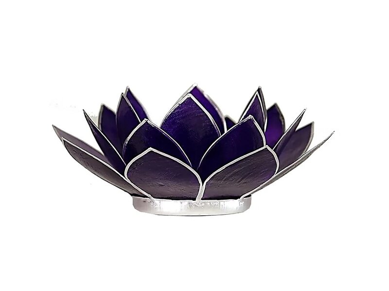 Waxinehouder Lotus - Violet met Zilverrand