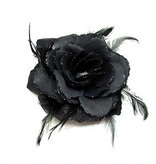 zwarte bloem corsage / elastiek