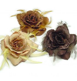 Drie bruine bloemen corsages/elastieken