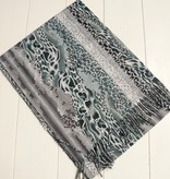 Licht grijze sjaal met print