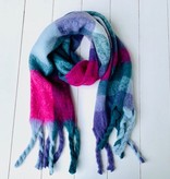 Geblokte sjaal roze / blauw