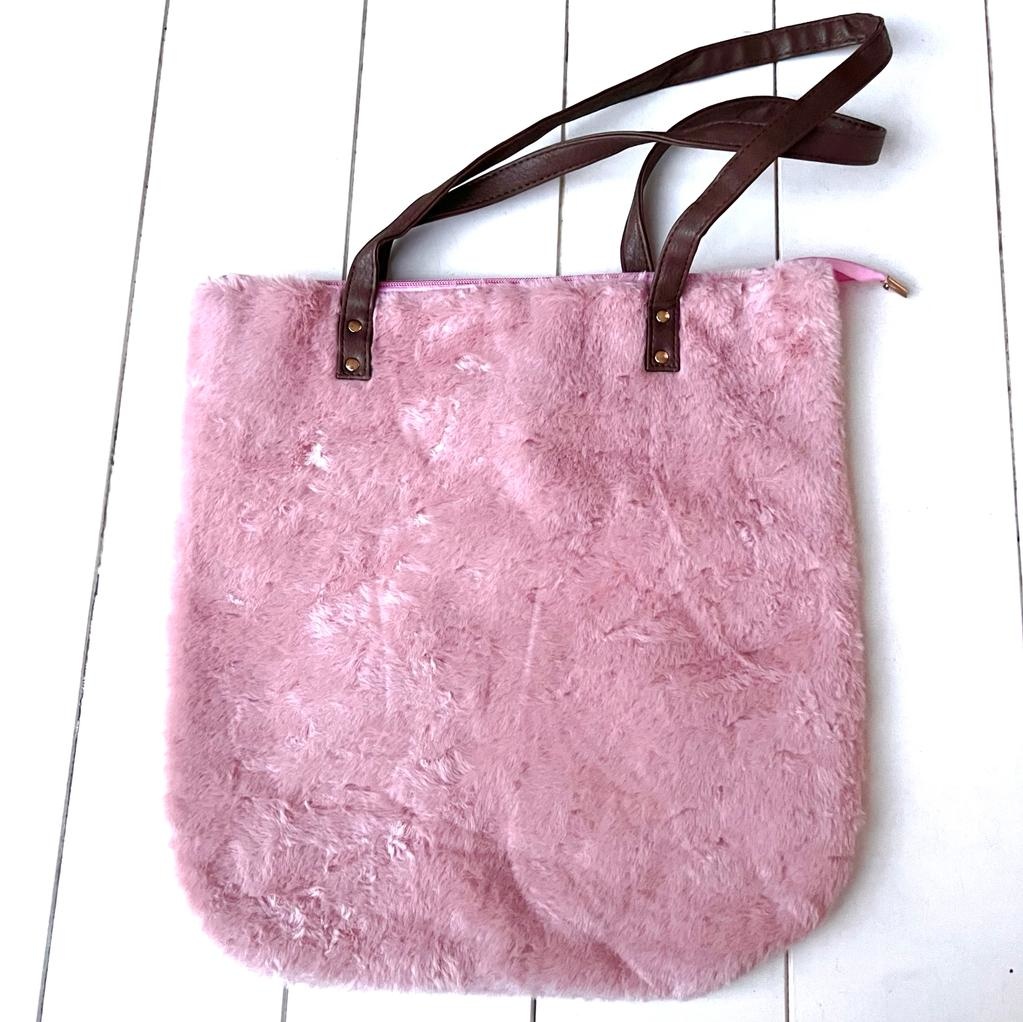 Fluffy tas oud roze