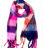 Geblokte sjaal roze/blauw