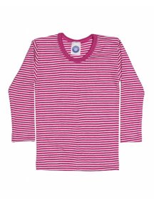 Cosilana Kindershirt gestreept van wol/zijde - roze