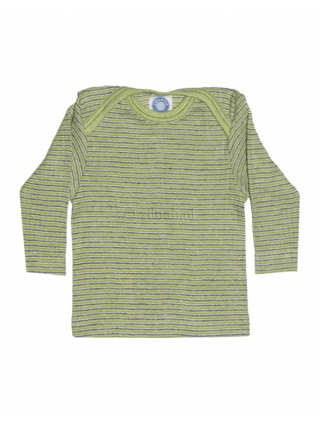 Cosilana Shirt van wol/zijde/katoen gestreept - groen/paars