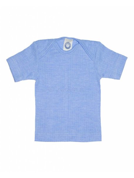 Cosilana Shirt met korte mouwen van wol/zijde/katoen - blauw
