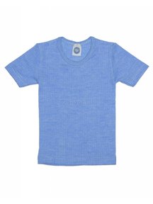 Cosilana Kindershirt korte mouwen van wol/zijde/katoen - blauw