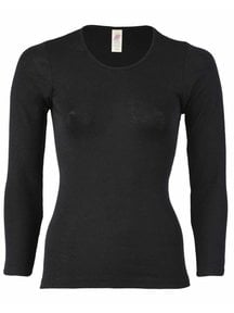 Engel Natur Dames longsleeve wol/zijde - zwart