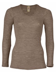 Engel Natur Dames longsleeve wol/zijde - walnoot