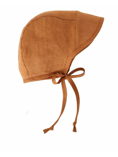 Briar Handmade Linnen bonnet met kapje - rust