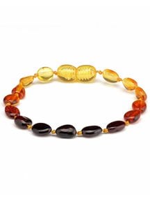 Amber Barnsteen kinder armband 16,5cm - regenboog ovaal