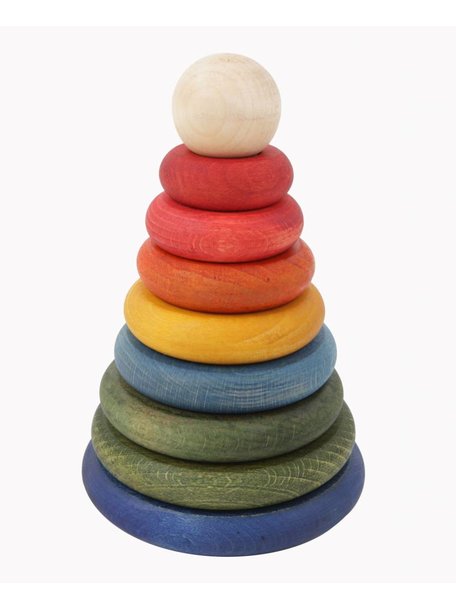 Wooden Story Houten stapeltoren rond - regenboog