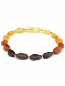 Amber Barnsteen dames armband 19cm - regenboog ovaal raw