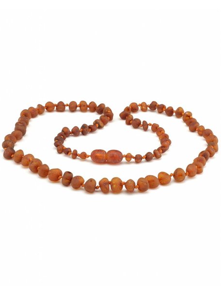 Amber Dames barnsteenketting extra lang 64cm - cognac raw